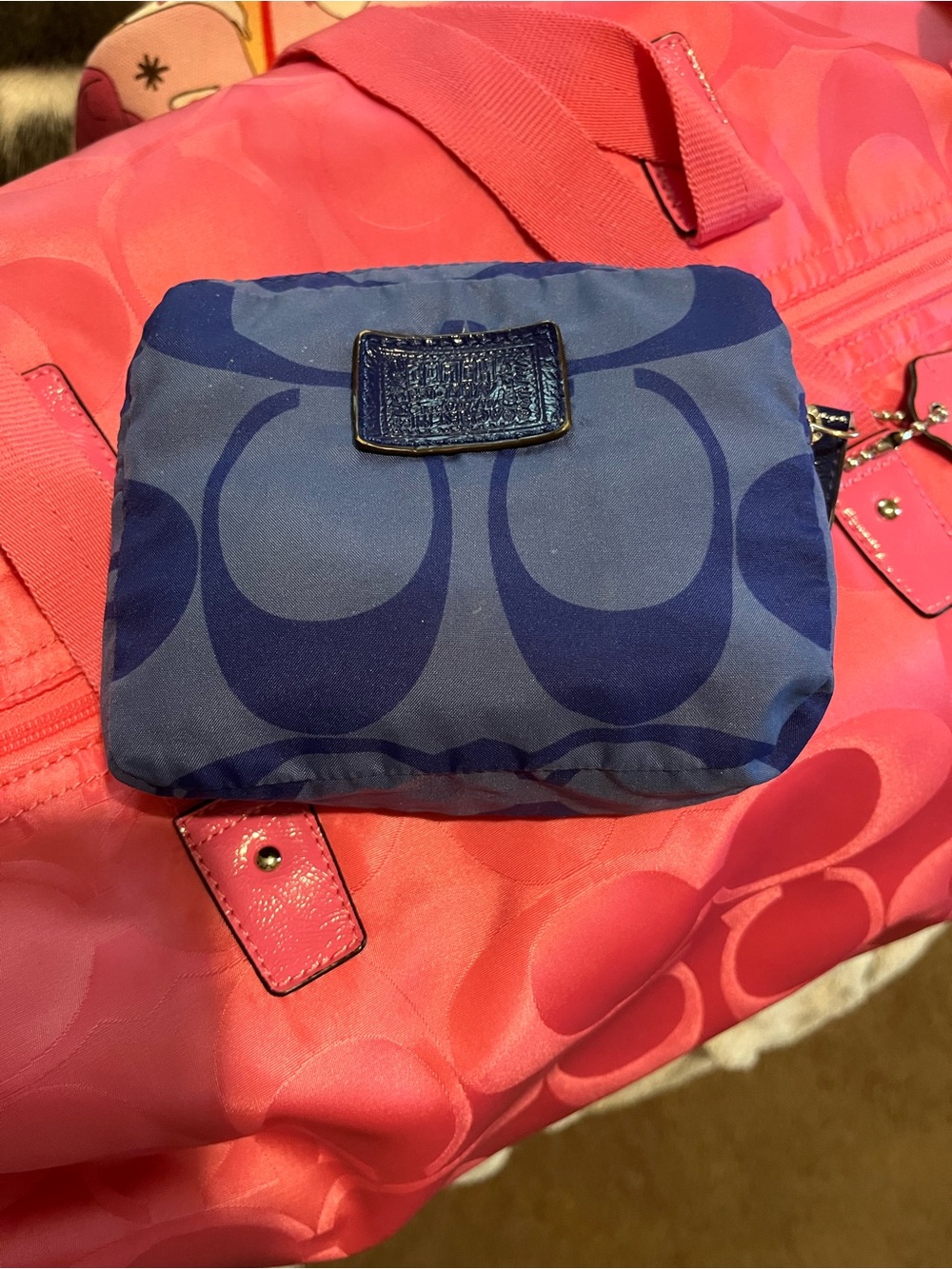 Coach Bright Blue Packable Carry all Tote Bag Large